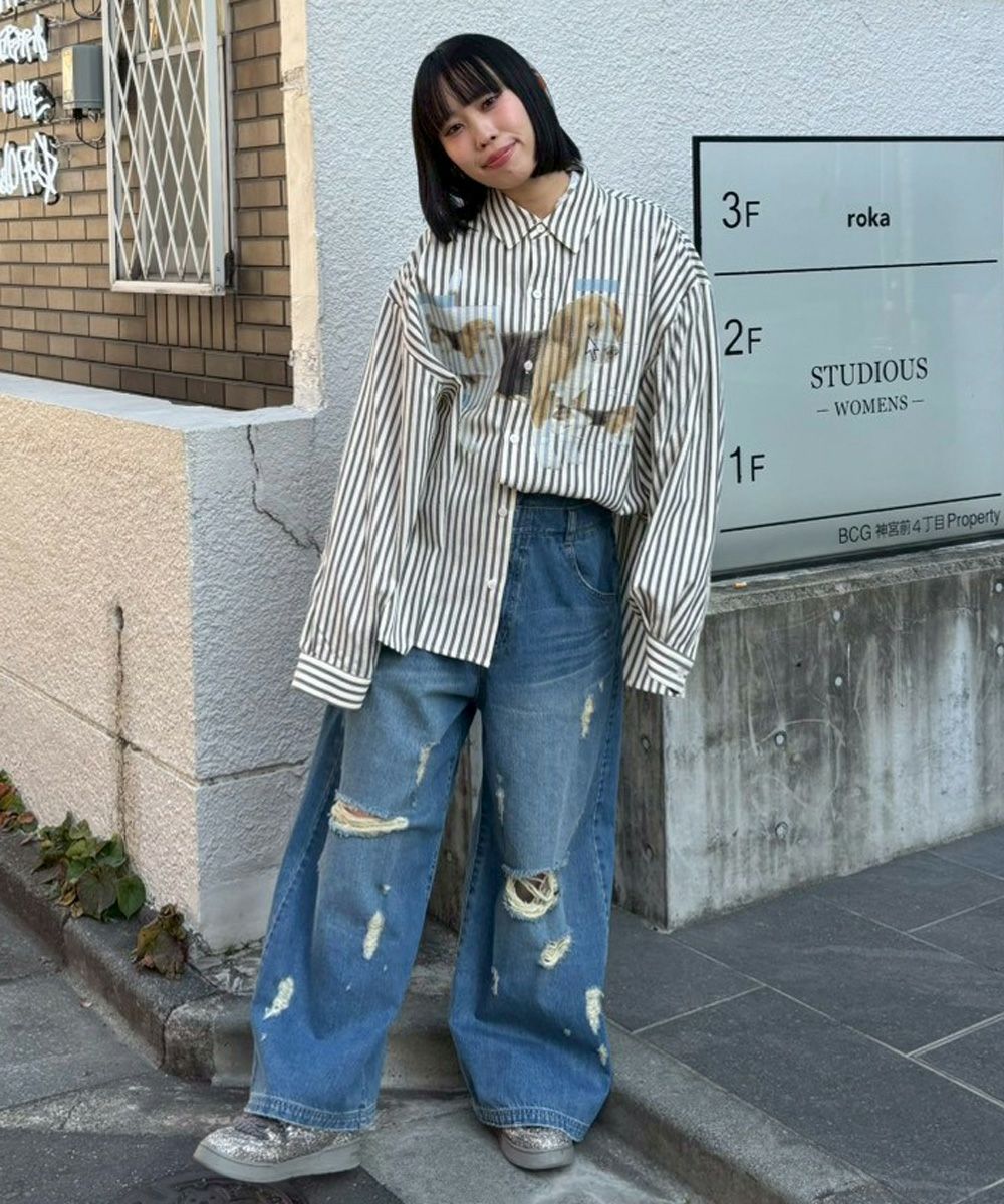 TATTERED LAYERED DENIM PANTS | Candy Stripper（キャンディ