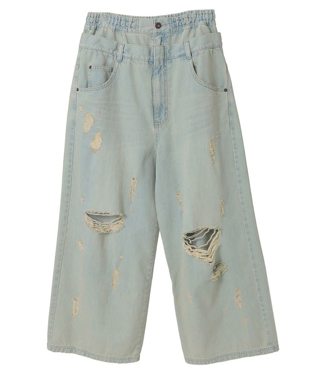 TATTERED LAYERED DENIM PANTS | Candy Stripper（キャンディ