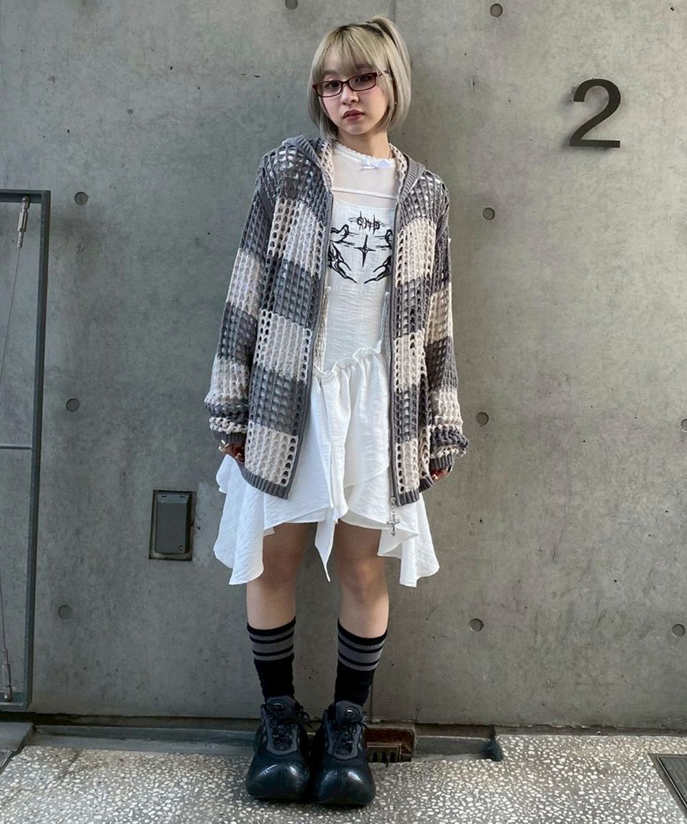 MESH KNIT HOODIE | Candy Stripper（キャンディ ストリッパー