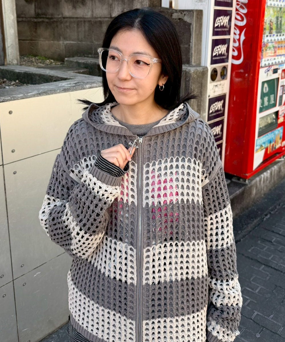 MESH KNIT HOODIE | Candy Stripper（キャンディ ストリッパー