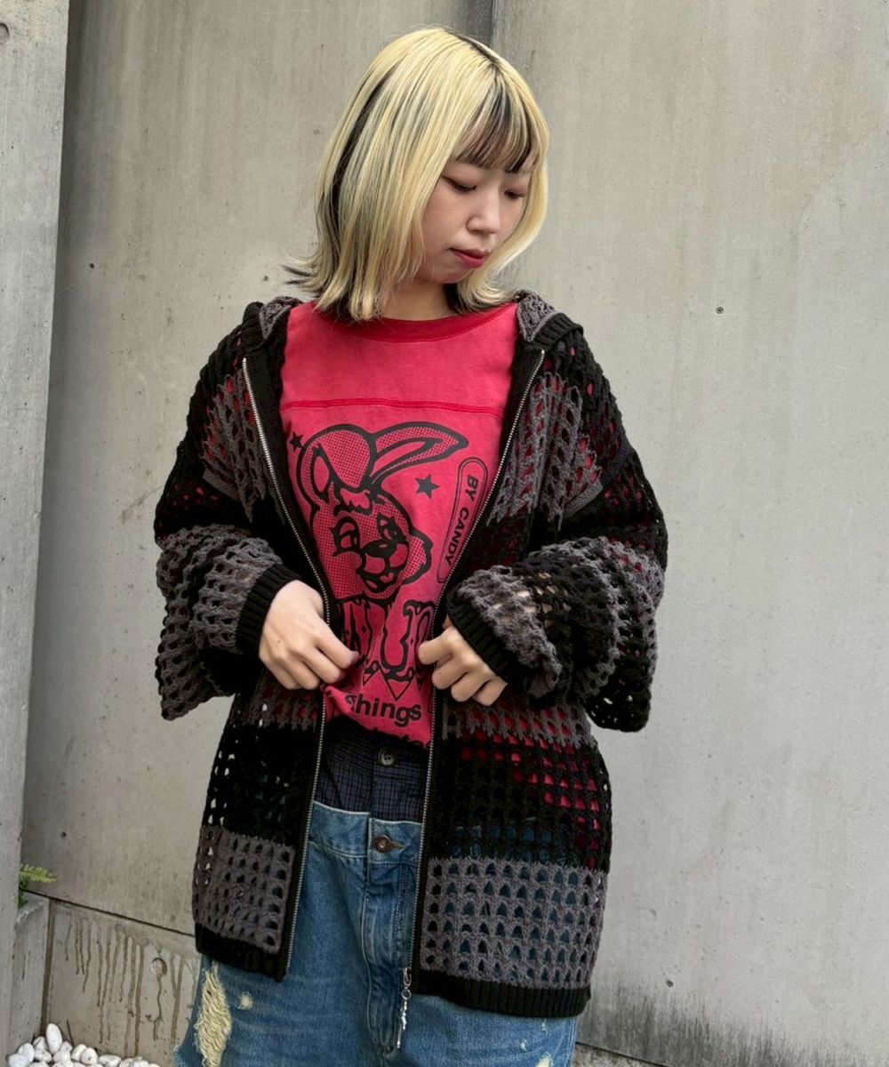 MESH KNIT HOODIE | Candy Stripper（キャンディ ストリッパー