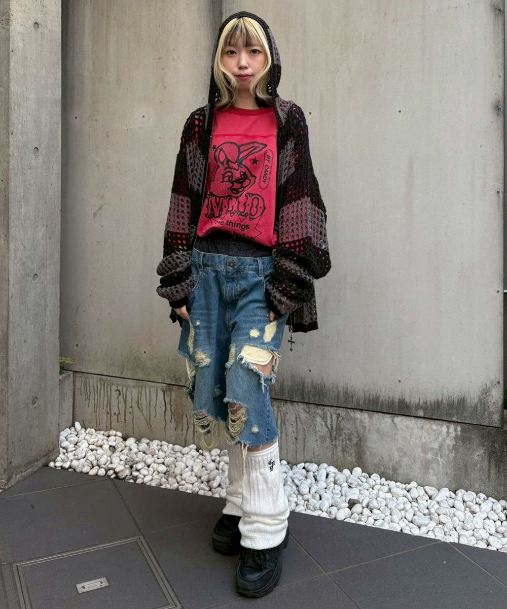 MESH KNIT HOODIE | Candy Stripper（キャンディ ストリッパー
