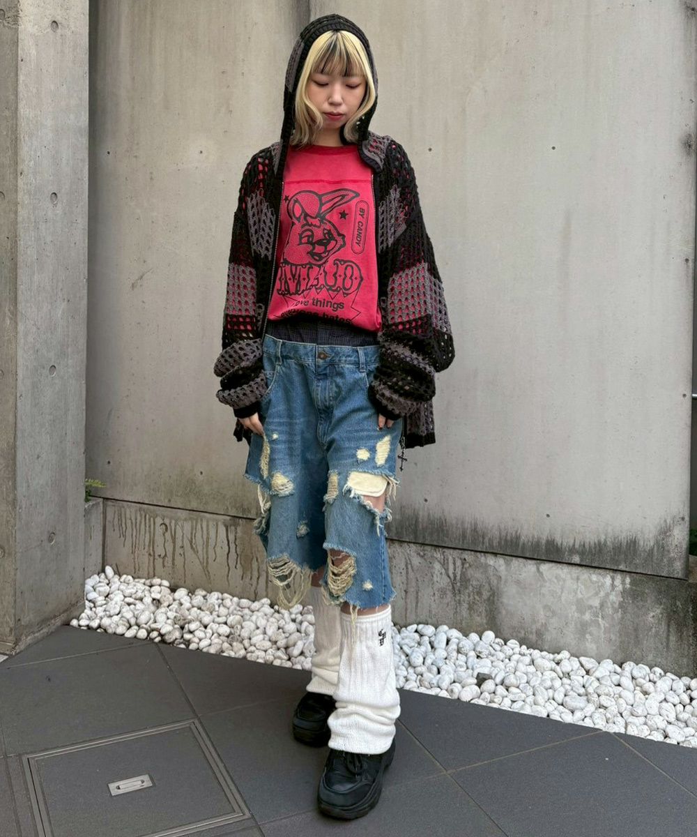 MESH KNIT HOODIE | Candy Stripper（キャンディ ストリッパー