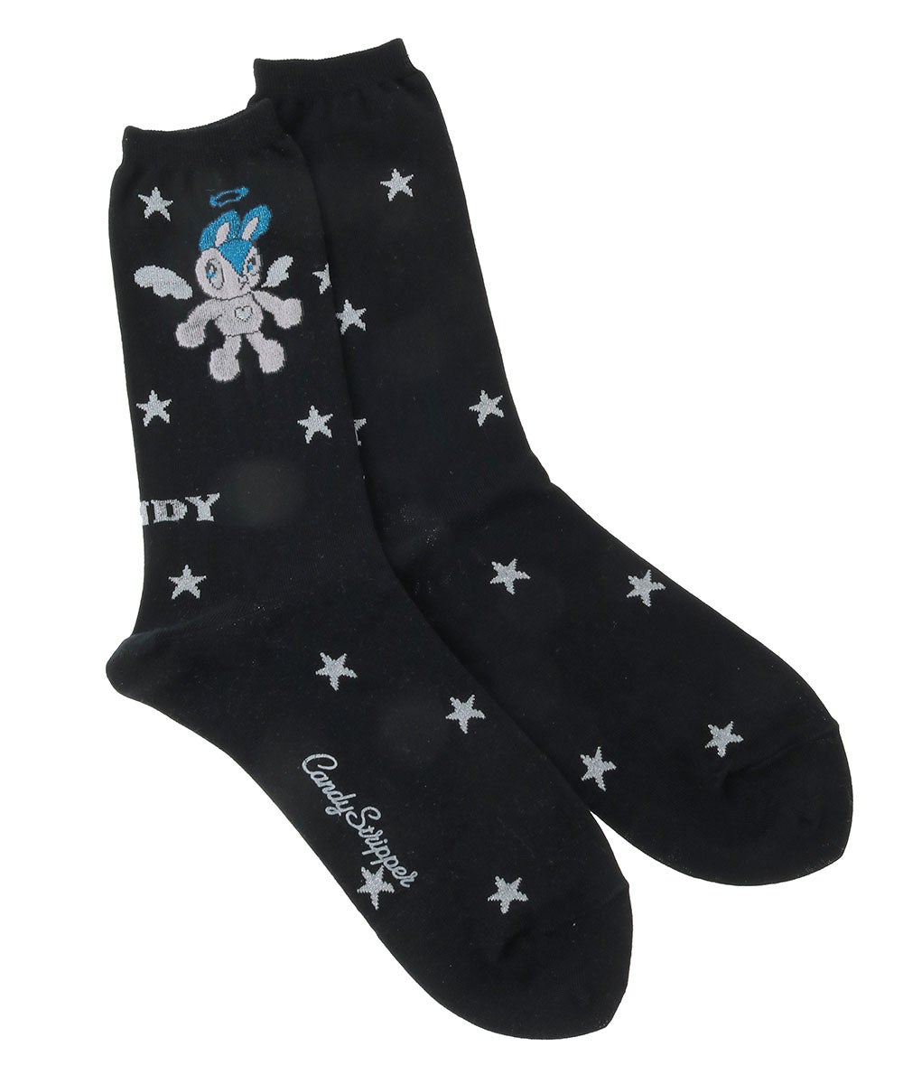 U・SA・HA・NA】EMBROIDERY RIB SOCKS | Candy Stripper（キャンディ