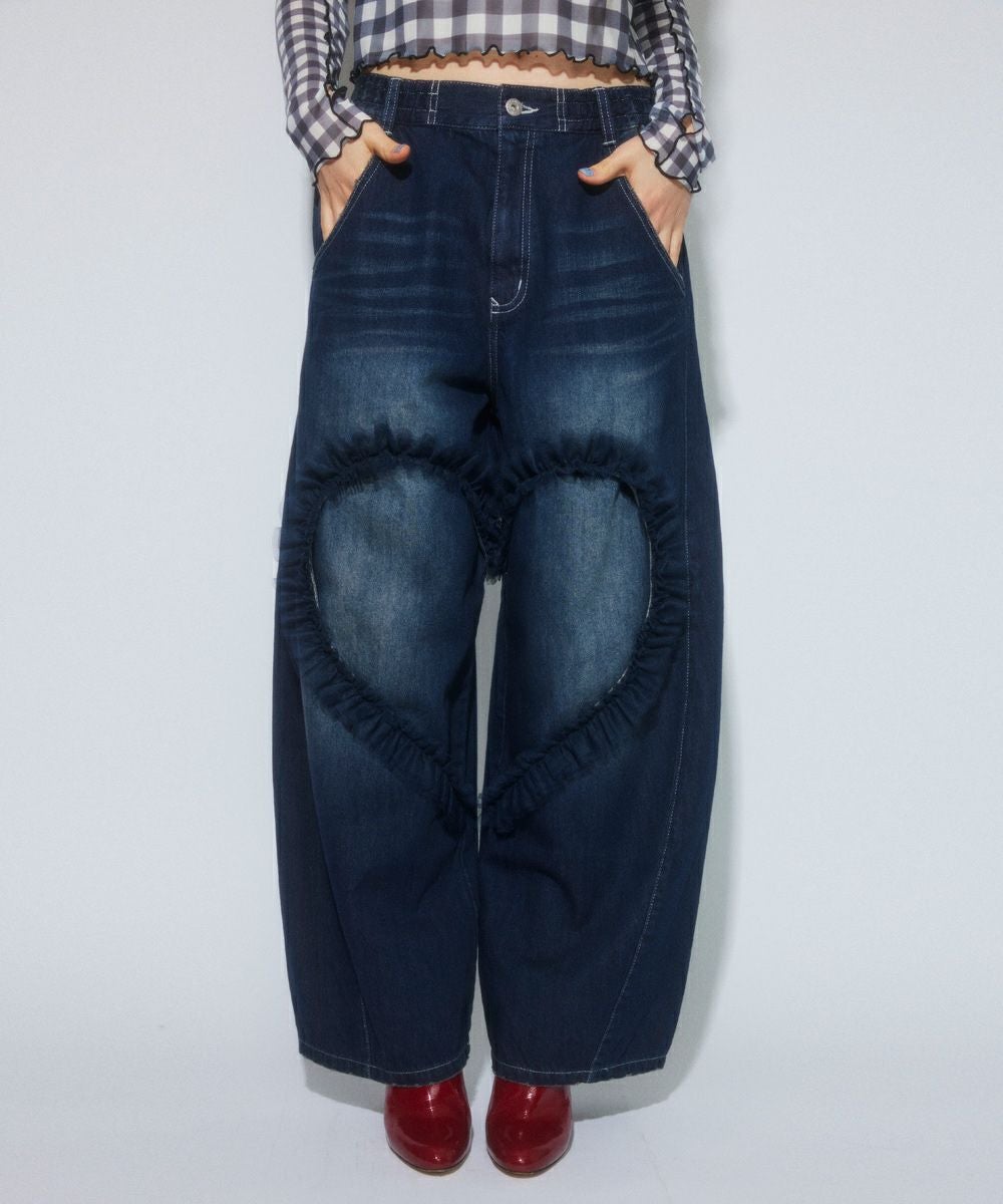 HEART OPEN FRILL DENIM PANTS | Candy Stripper（キャンディ