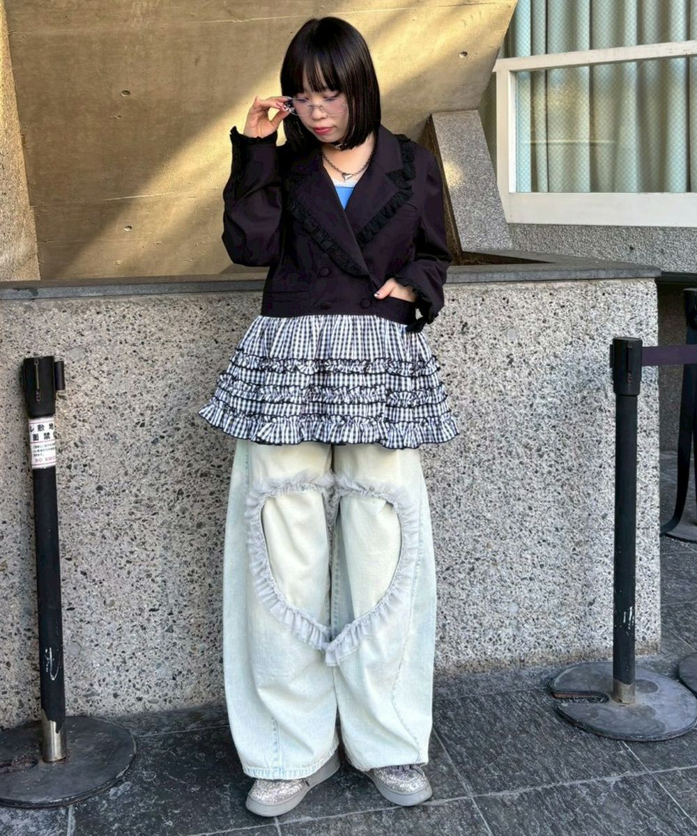 HEART OPEN FRILL DENIM PANTS | Candy Stripper（キャンディ