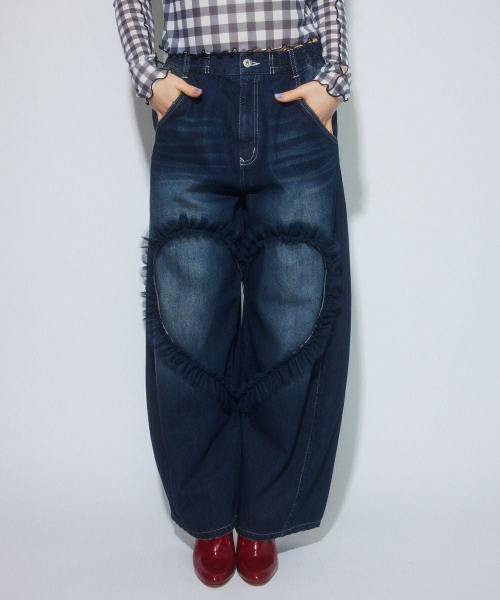 HEART OPEN FRILL DENIM PANTS | Candy Stripper（キャンディ