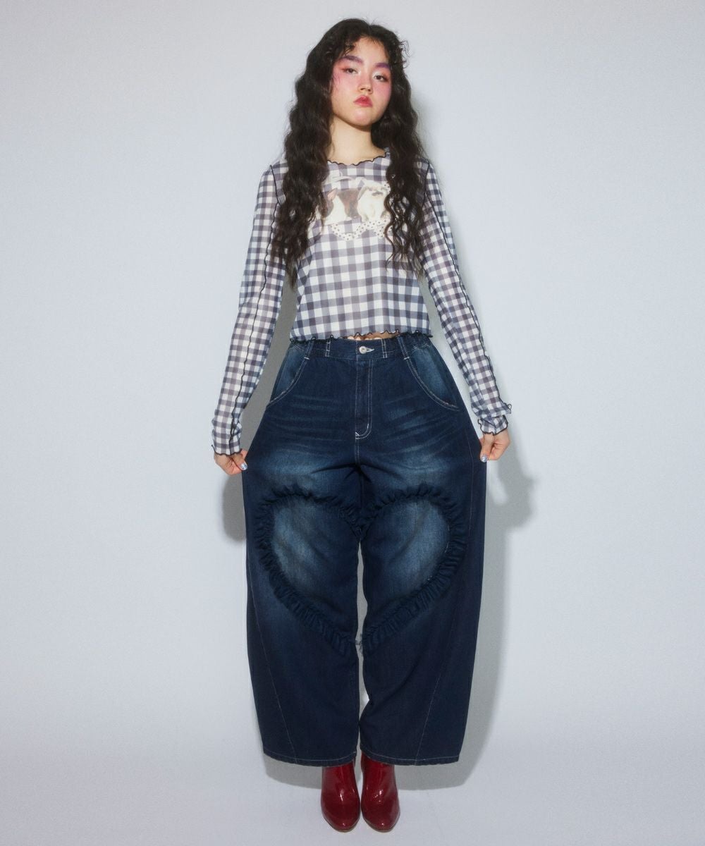 HEART OPEN FRILL DENIM PANTS | Candy Stripper（キャンディ