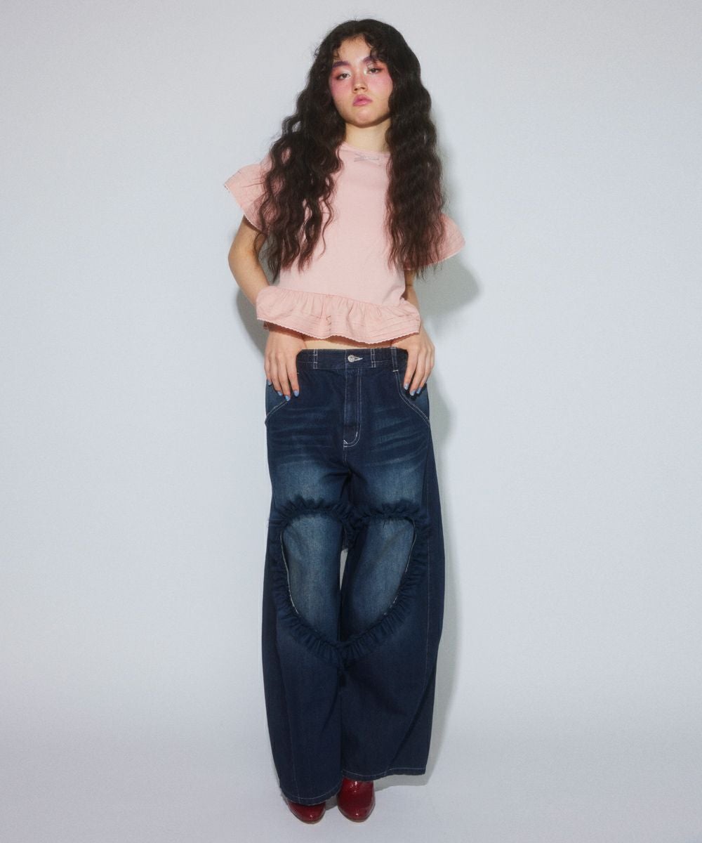 HEART OPEN FRILL DENIM PANTS | Candy Stripper（キャンディ
