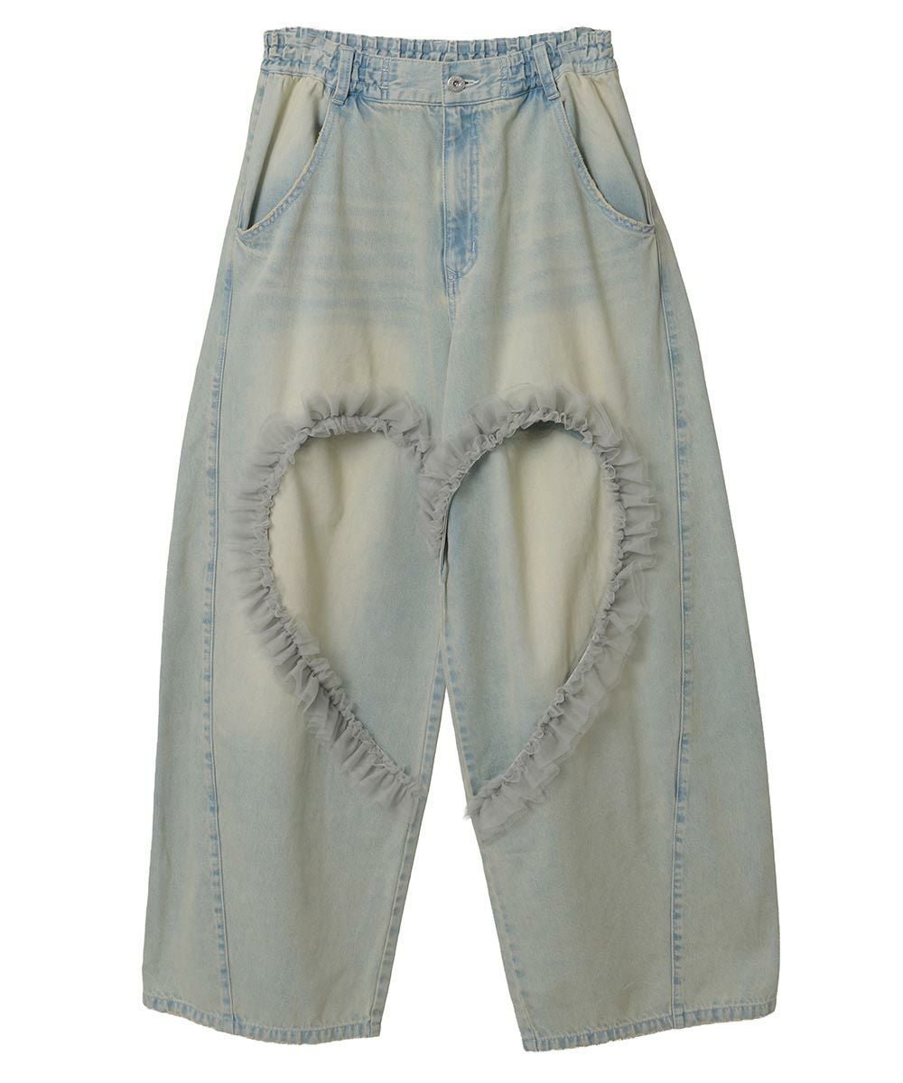 HEART OPEN FRILL DENIM PANTS | Candy Stripper（キャンディ