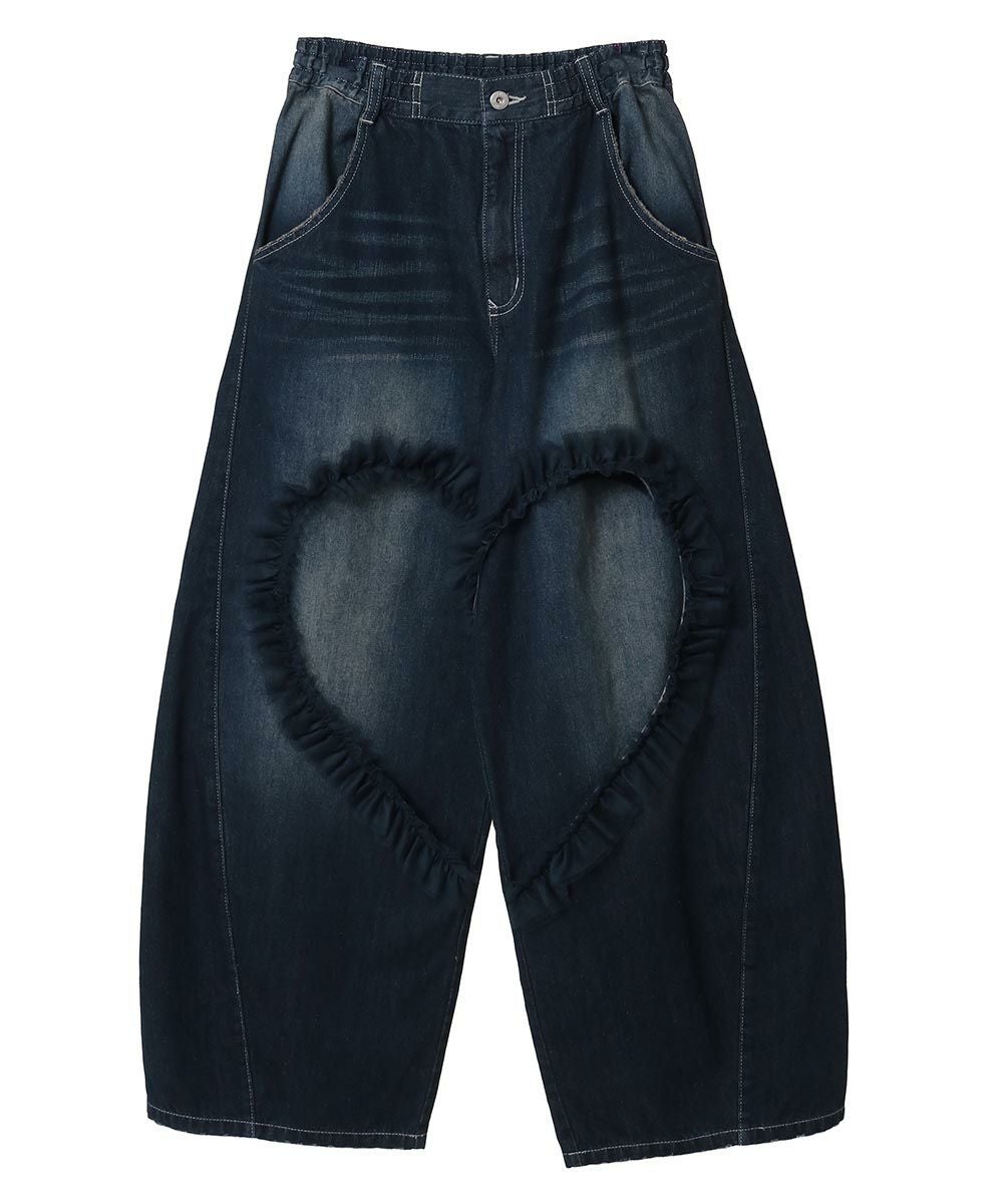 HEART OPEN FRILL DENIM PANTS | Candy Stripper（キャンディ