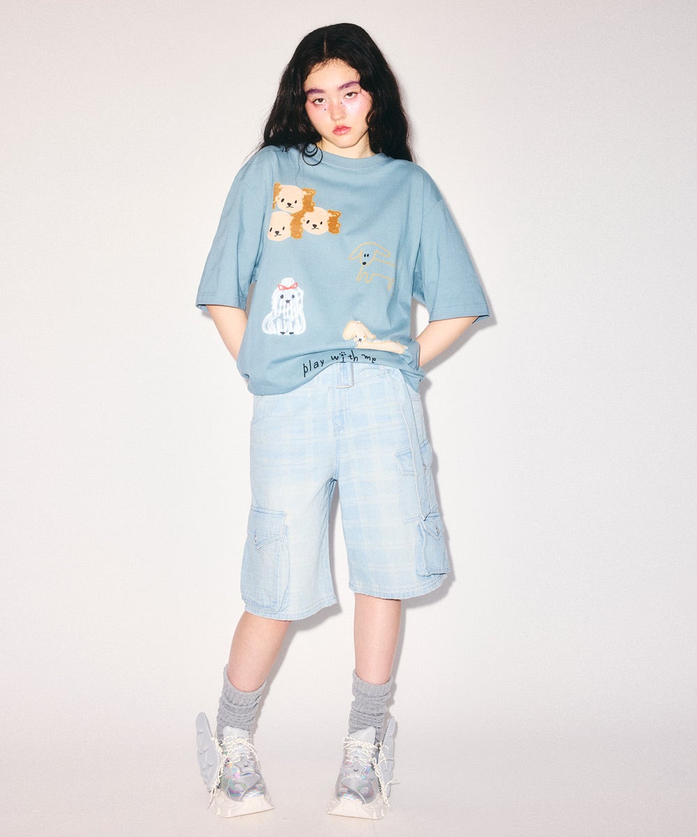 CHECK SAGGING DENIM HALF PANTS | Candy Stripper（キャンディ