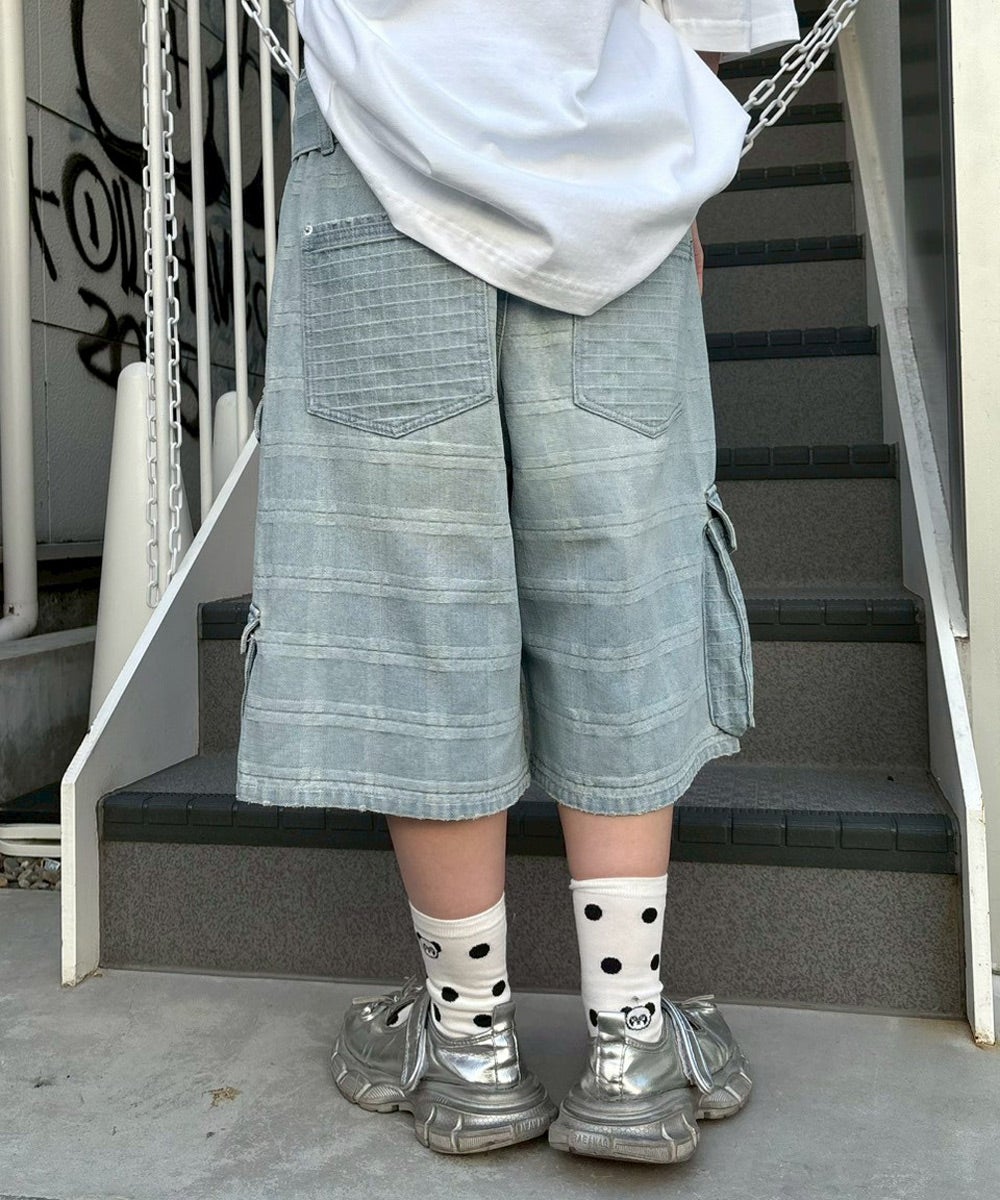CHECK SAGGING DENIM HALF PANTS | Candy Stripper（キャンディ