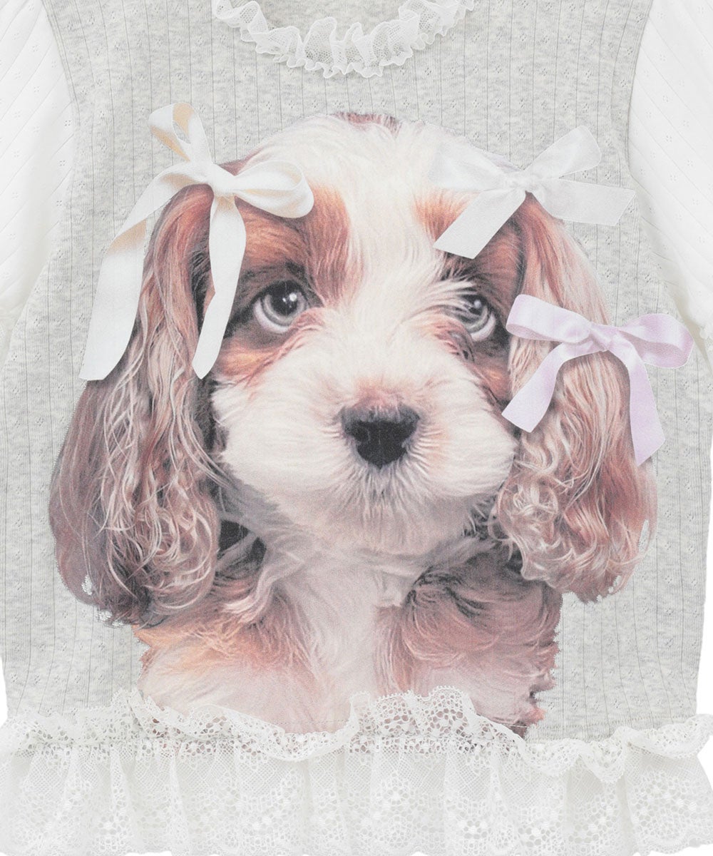 DOG PRINT FRILL TEE | Candy Stripper（キャンディ ストリッパー
