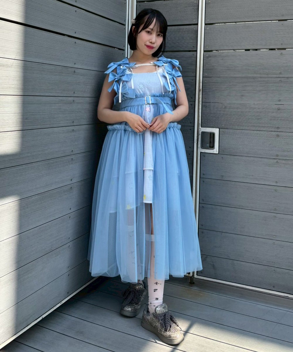 ASYMMETRY TULLE MINI ONE-PIECE | Candy Stripper（キャンディ