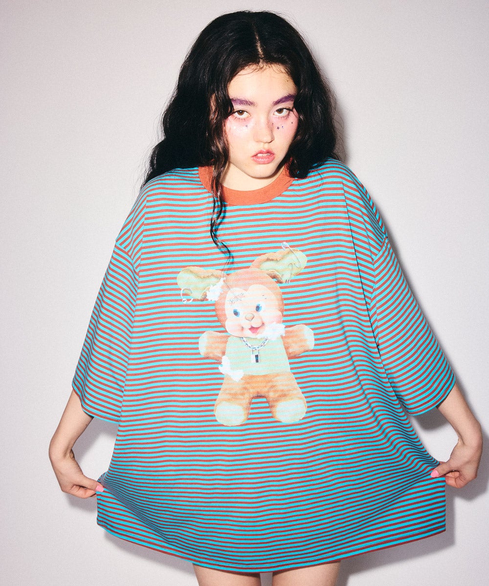DOPE BUNNY BORDER BIG TEE | Candy Stripper（キャンディ