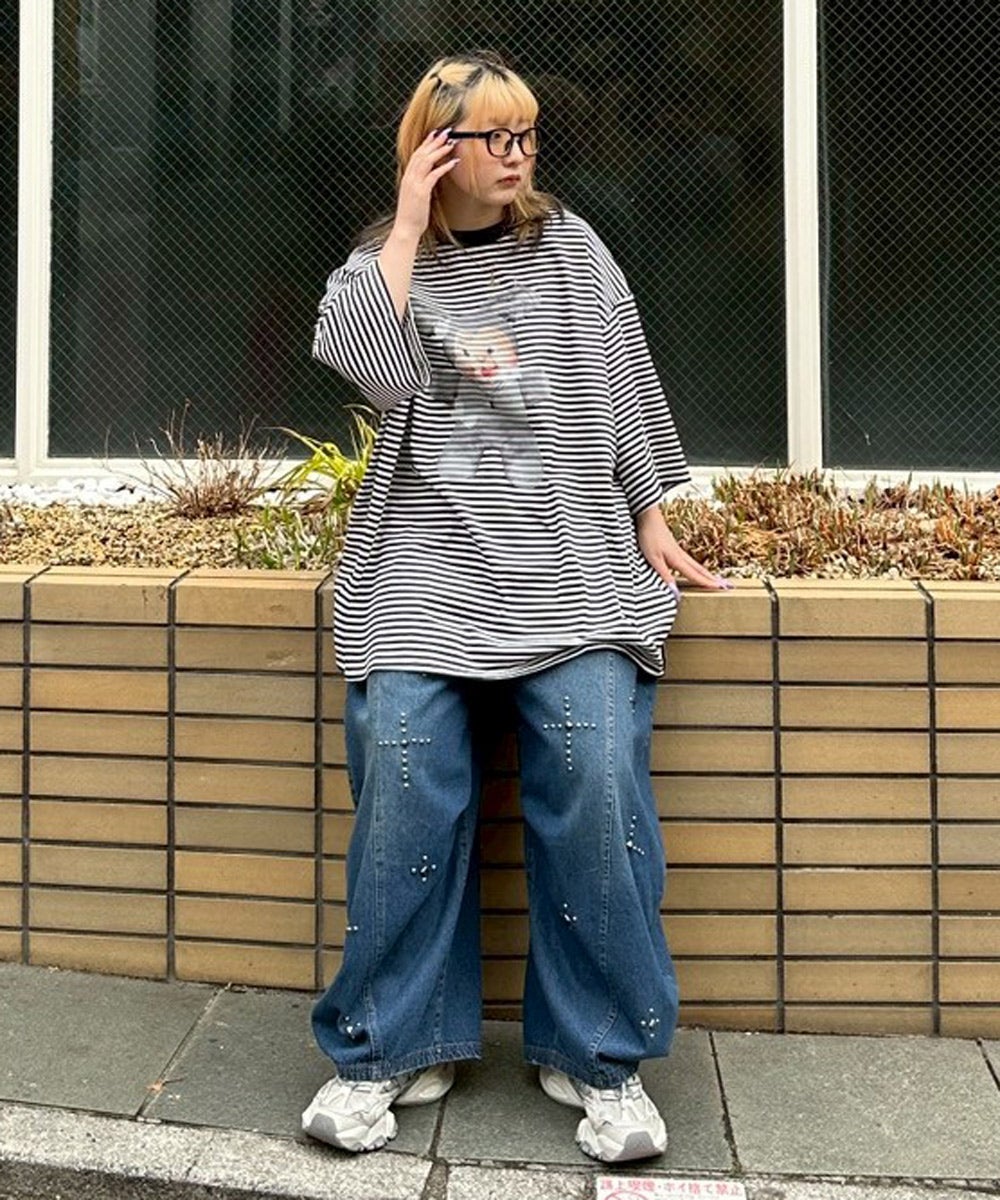 DOPE BUNNY BORDER BIG TEE | Candy Stripper（キャンディ