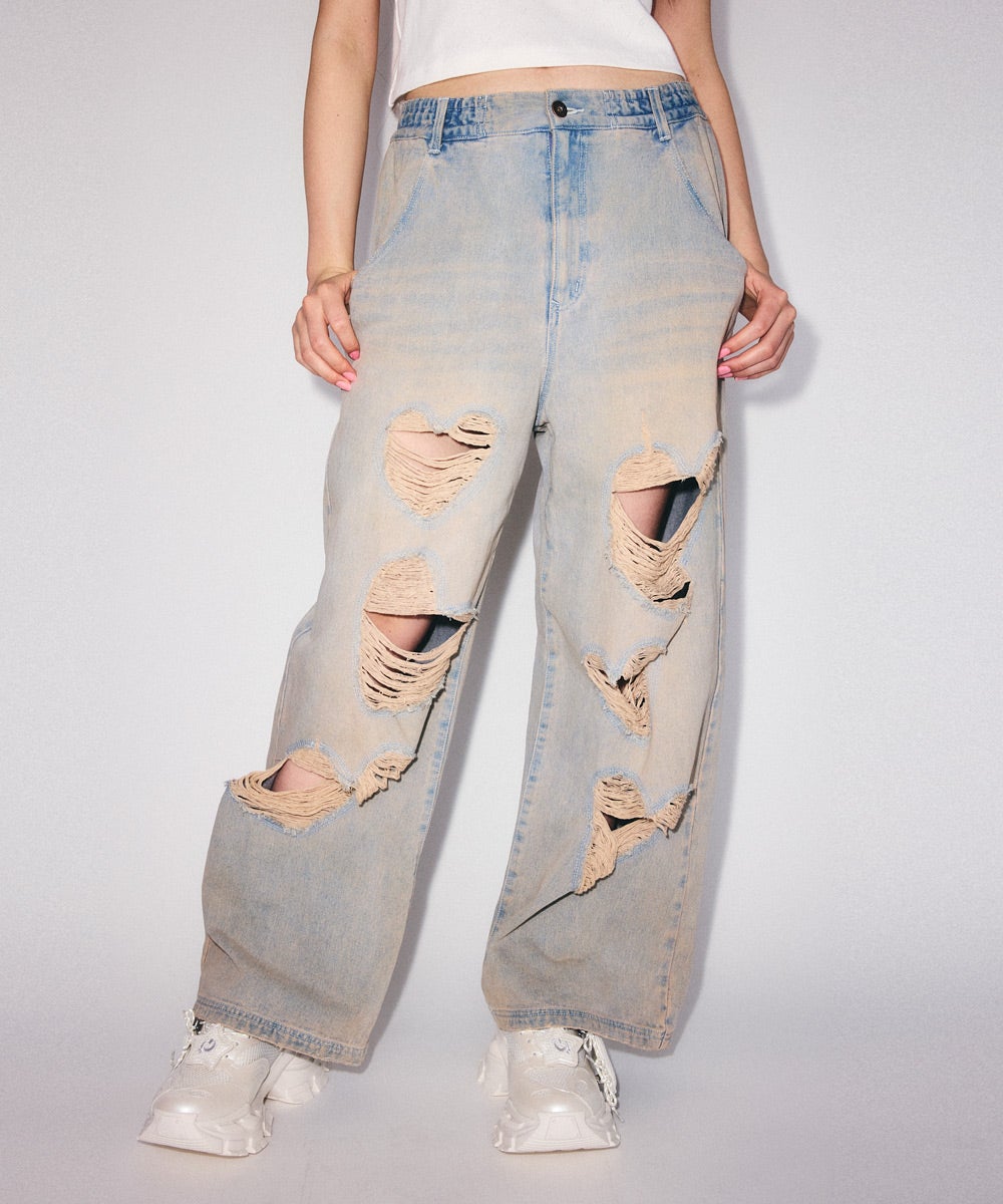 【aiko着】candystripper ハート　デニム HEART DAMAGE DENIM PANTS | Candy Stripper（キャンディ ストリッパー