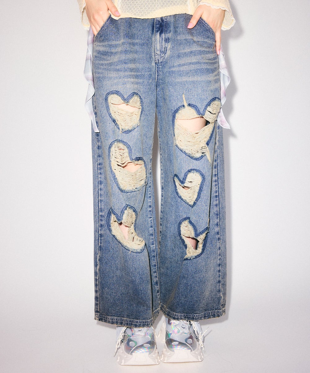 【aiko着】candystripper ハート　デニム HEART DAMAGE DENIM PANTS | Candy Stripper（キャンディ ストリッパー