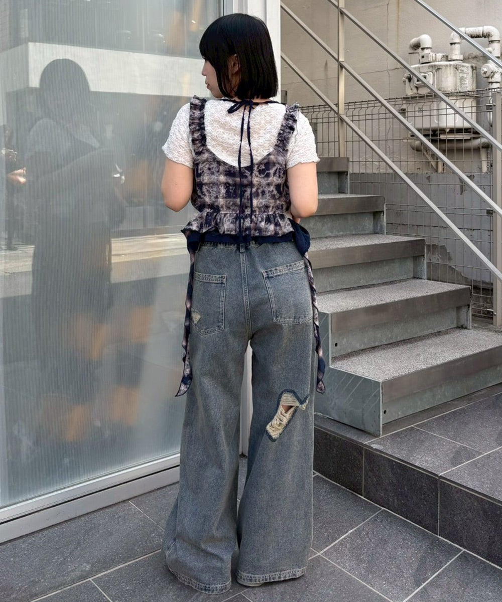 HEART DAMAGE DENIM PANTS | Candy Stripper（キャンディ ストリッパー