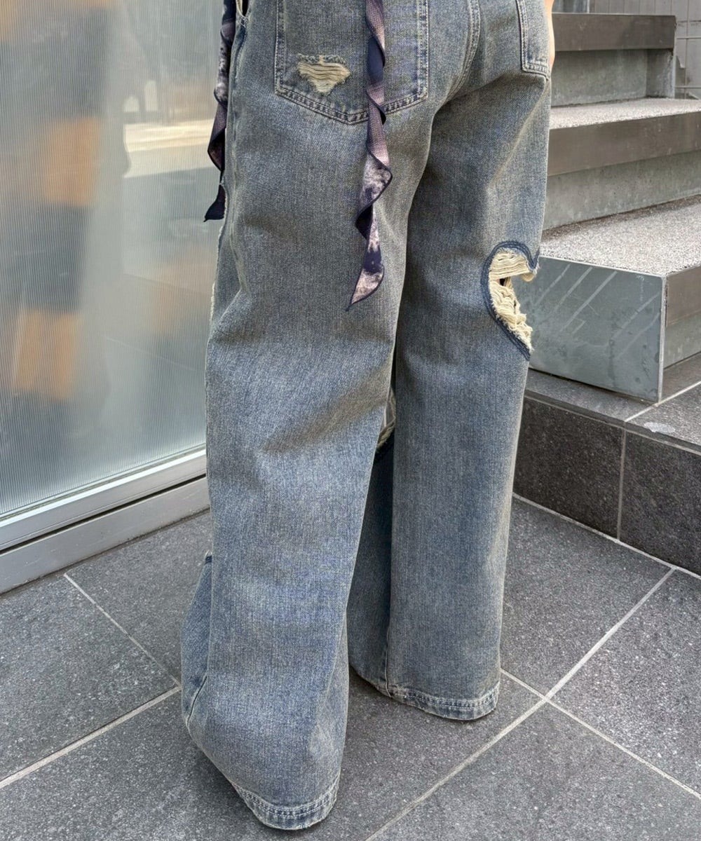 HEART DAMAGE DENIM PANTS | Candy Stripper（キャンディ ストリッパー