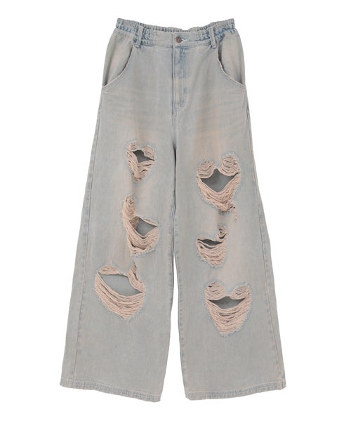 HEART DAMAGE DENIM PANTS | Candy Stripper（キャンディ ストリッパー