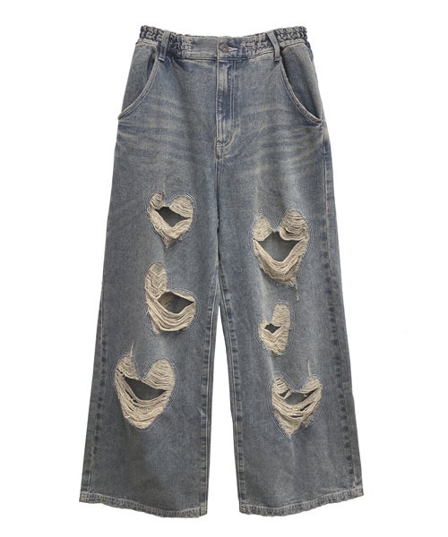 HEART DAMAGE DENIM PANTS | Candy Stripper（キャンディ ストリッパー