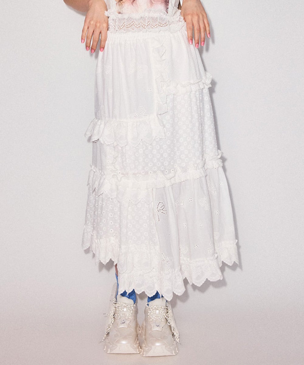 美品✨キャンディストリッパー　ピンタックティアードスカート　ロングM ボリューム ANIMAL TIERED SKIRT | Candy Stripper（キャンディ ストリッパー