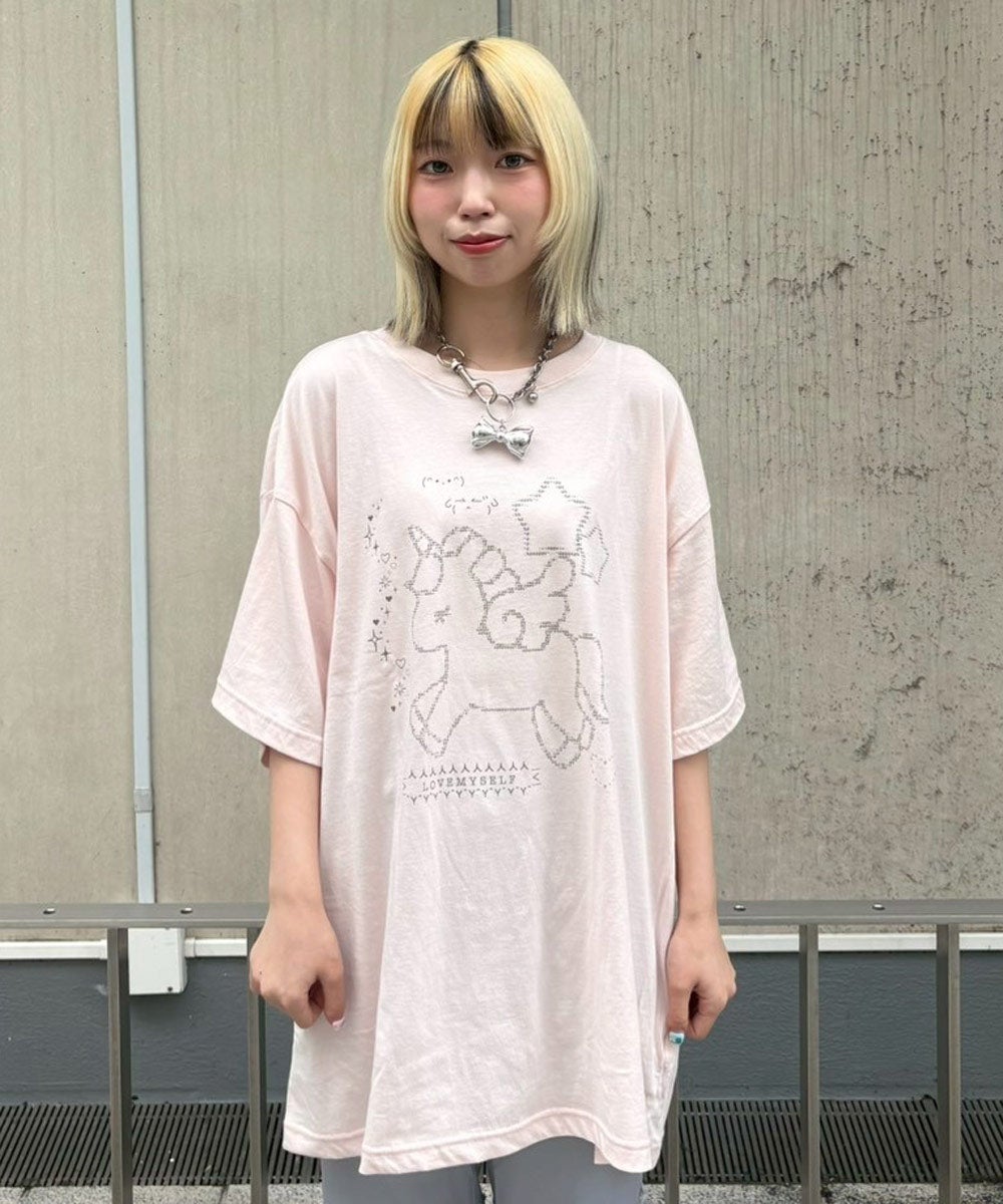LOVE MYSELF UNICORN BIG TEE | Candy Stripper（キャンディ
