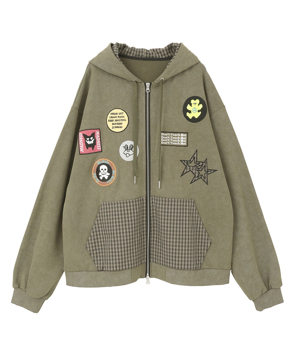 COVERED IN PATCHES ZIP HOODIE | Candy Stripper（キャンディ