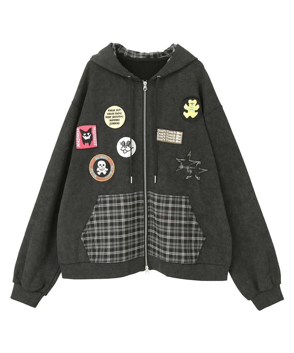COVERED IN PATCHES ZIP HOODIE | Candy Stripper（キャンディ