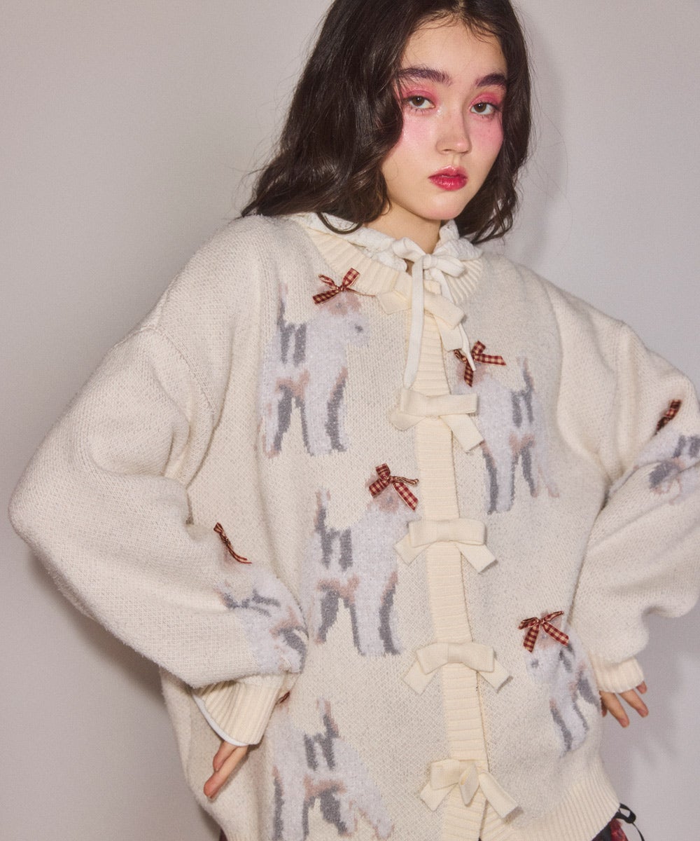 キャンディストリッパー　FANCY RIBBON KNIT カーディガン DOG RIBBON KNIT CARDIGAN | Candy Stripper（キャンディ ストリッパー