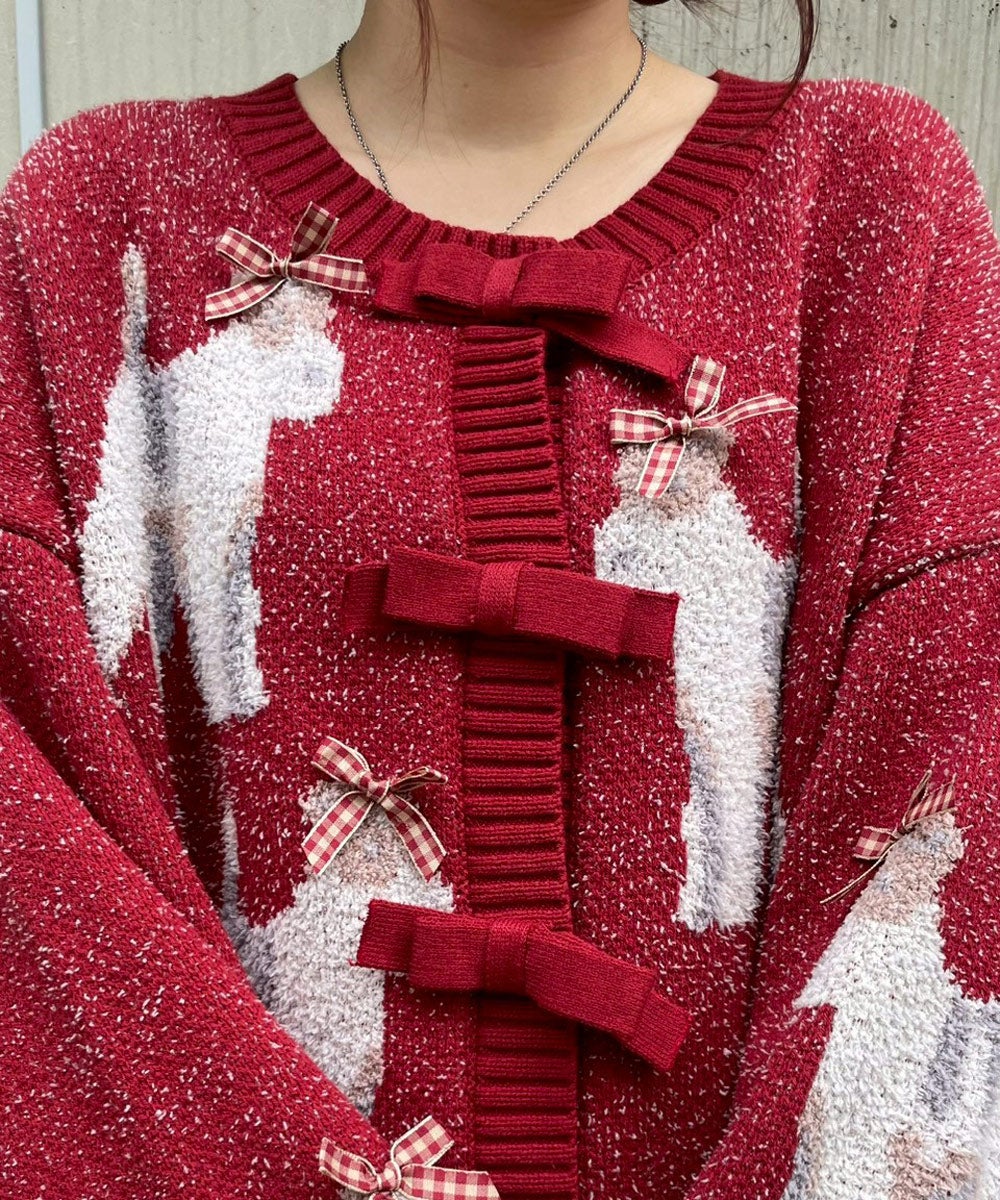 DOG RIBBON KNIT CARDIGAN | Candy Stripper（キャンディ ストリッパー