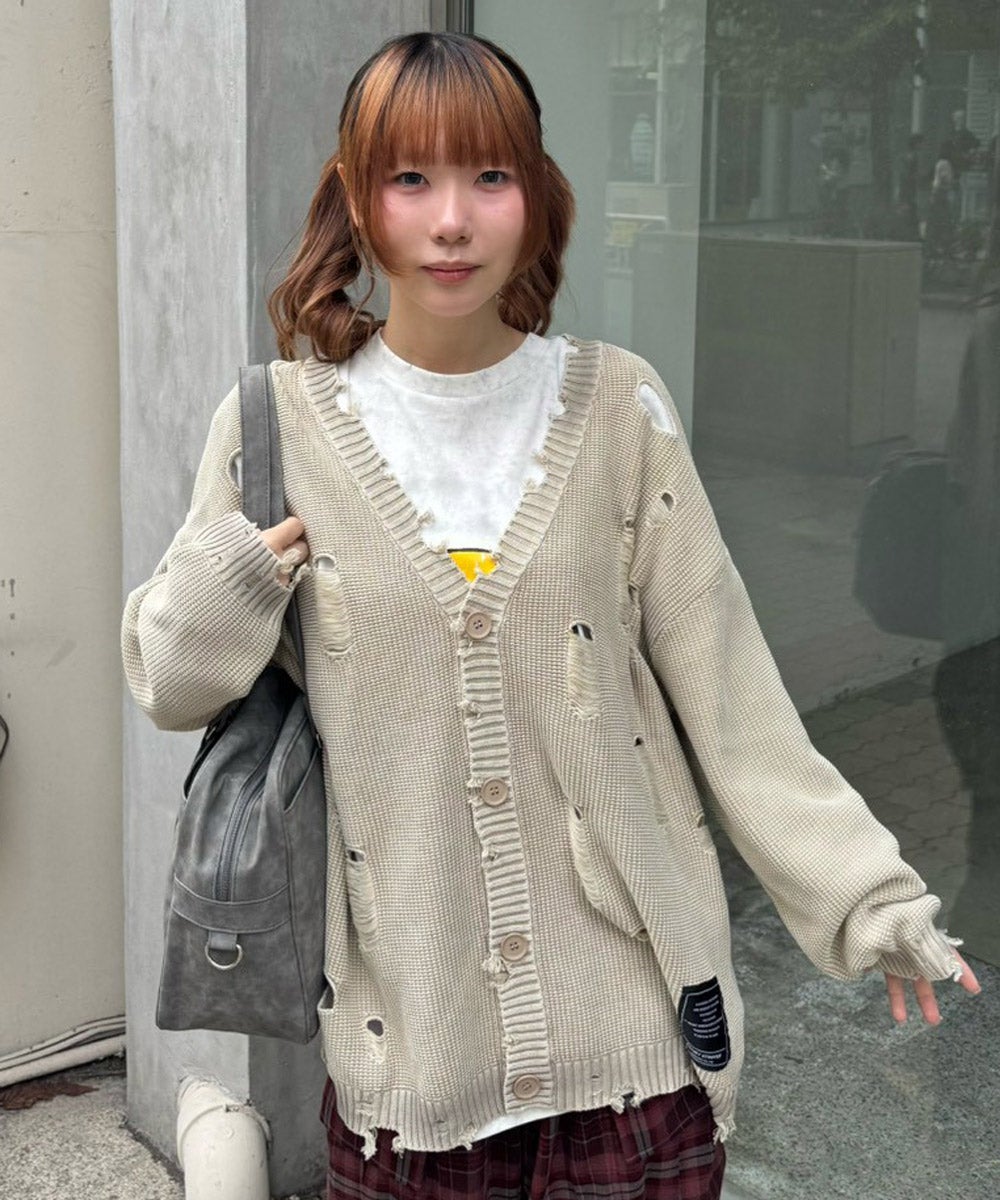 TATTERED KNIT CARDIGAN | Candy Stripper（キャンディ ストリッパー