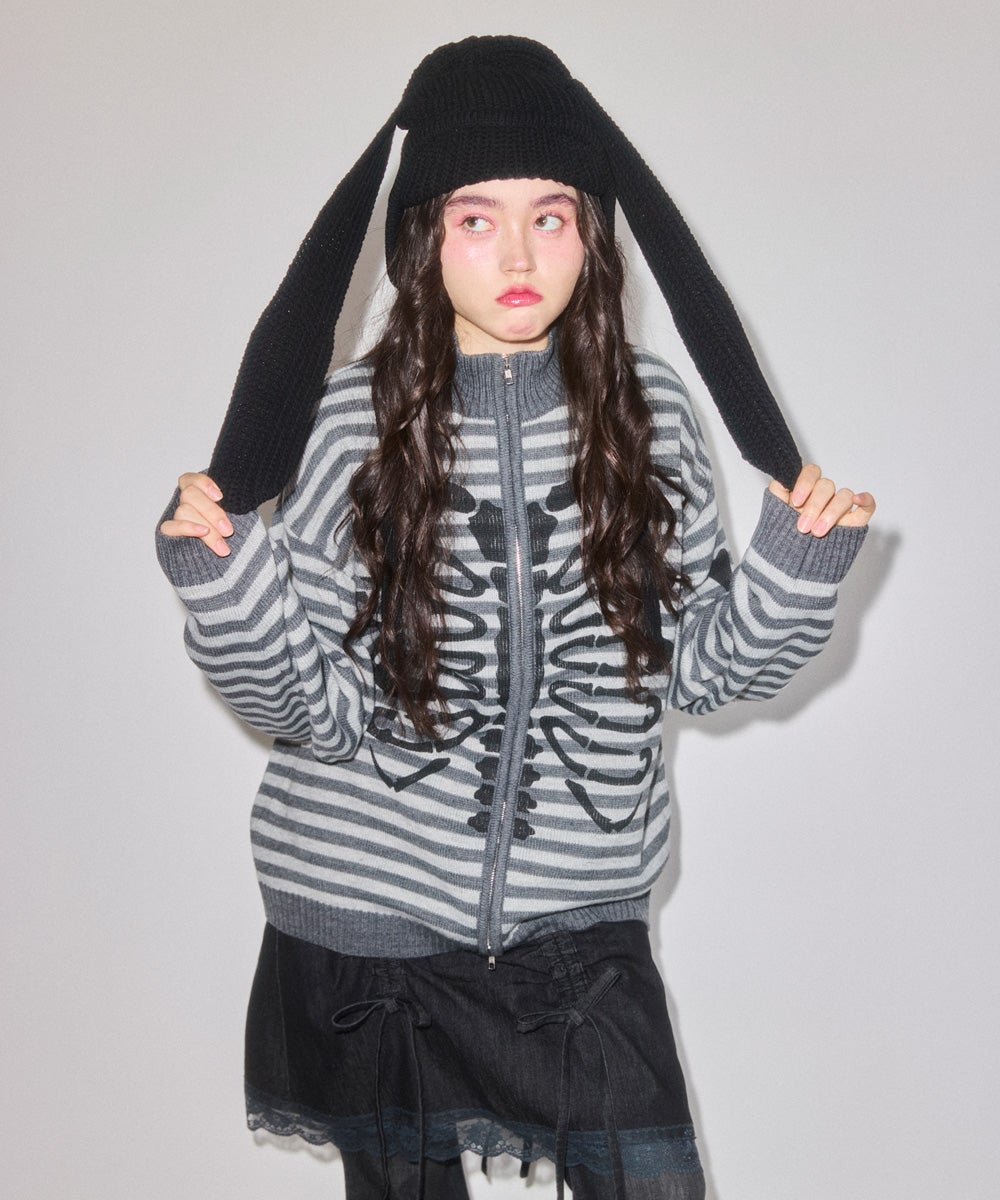 BUNNY EAR KNIT FLIGHT CAP | Candy Stripper（キャンディ