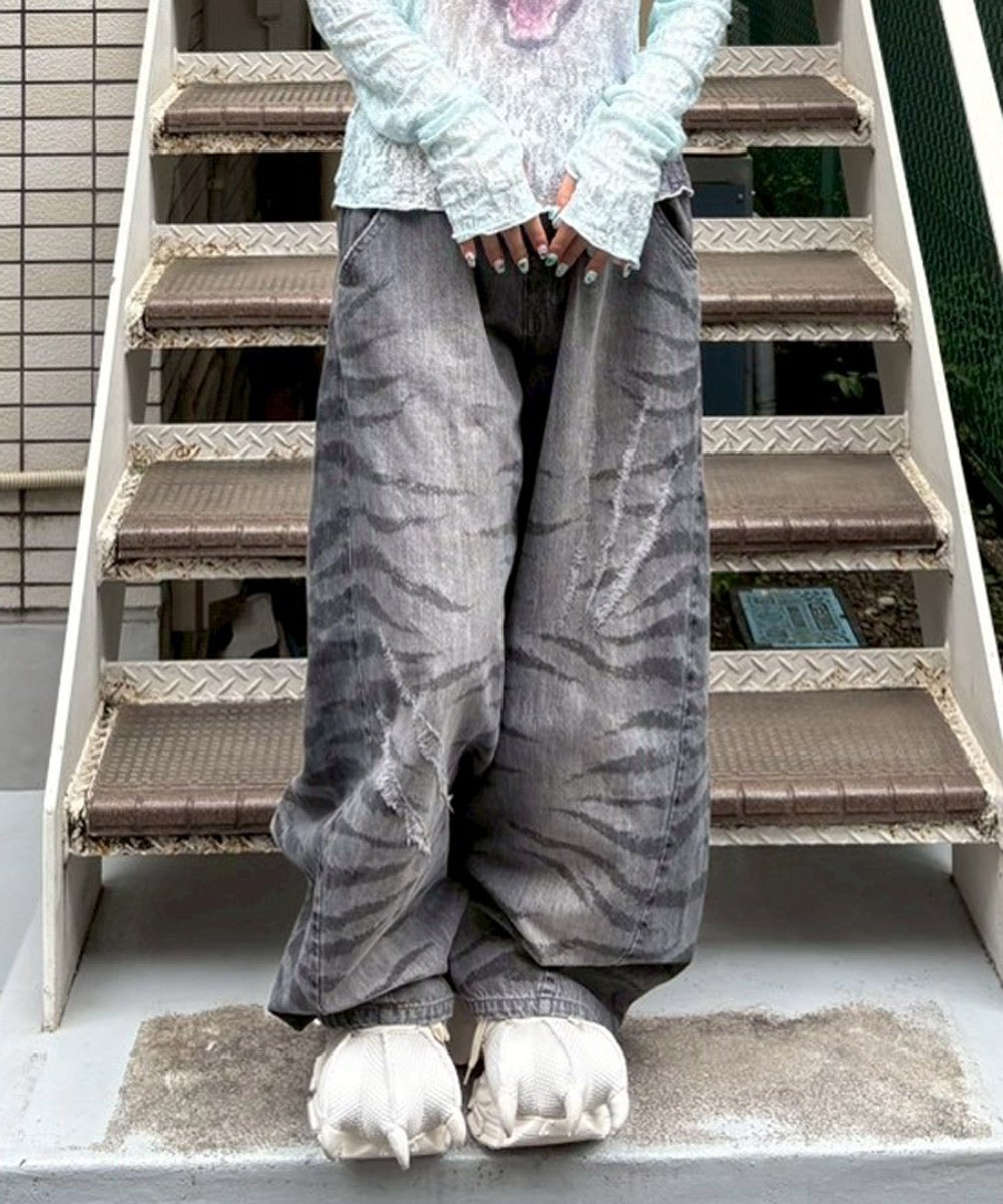 キャンディストリッパー　チャイナパンツ　猫　ねこ　ワイドパンツ　サテン　黒 PANTS |Candy Stripper（キャンディ ストリッパー）｜オフィシャル通販
