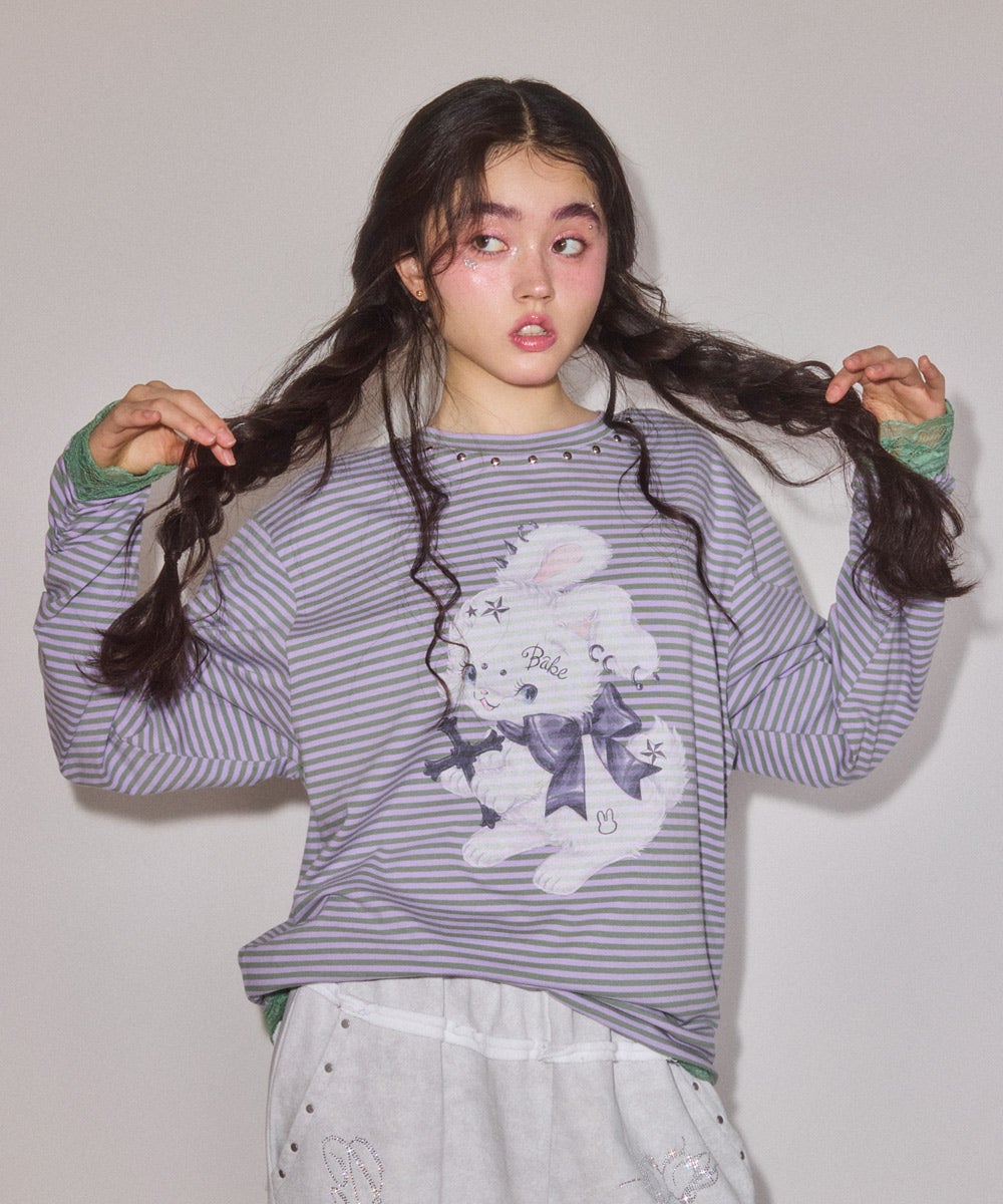 ーBunny バニー　チアリーディングウェアー〖 size S 〗 CULT BUNNY BORDER TOPS | Candy Stripper（キャンディ ストリッパー