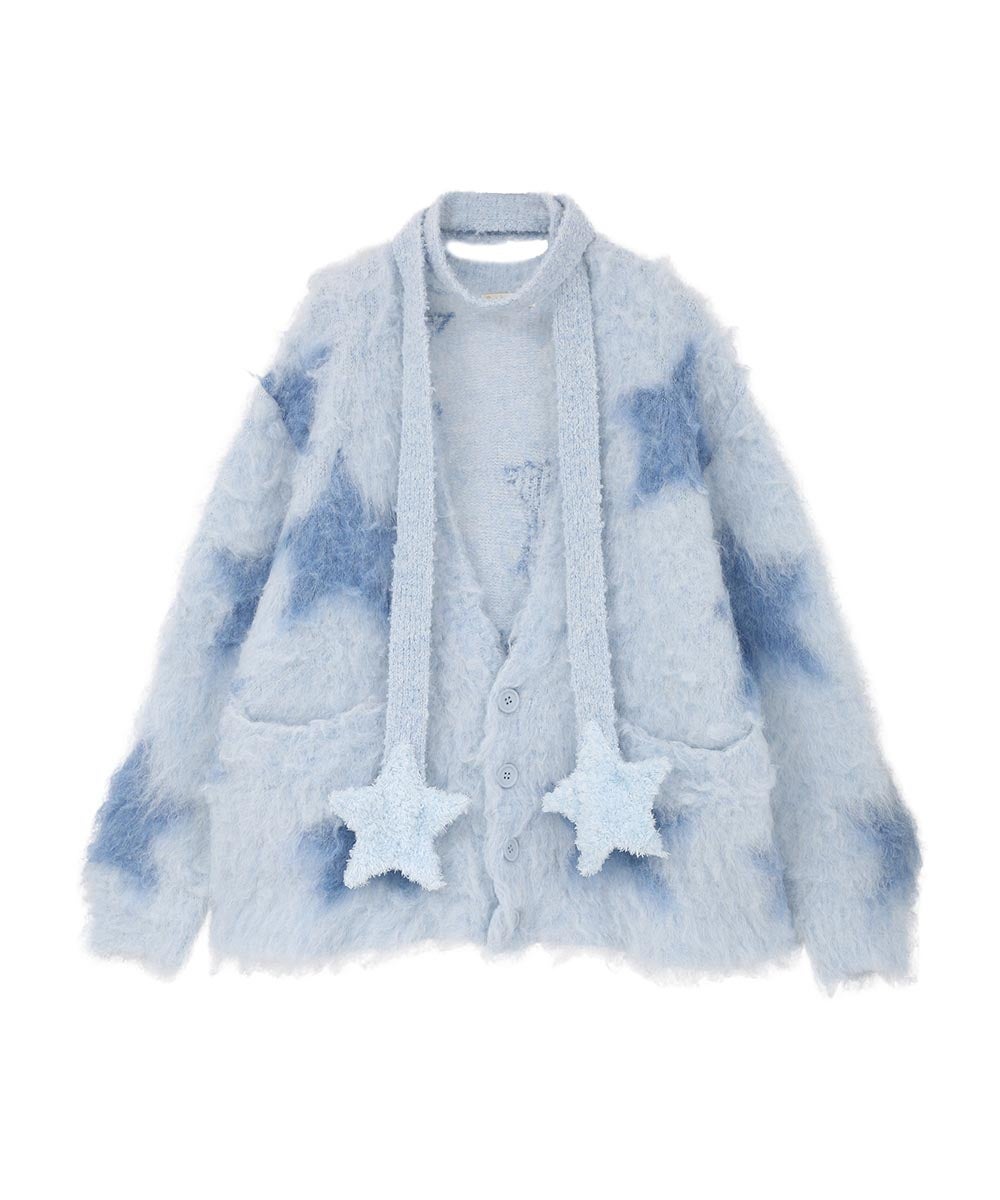 FLUFFY STAR KNIT CARDIGAN | Candy Stripper（キャンディ