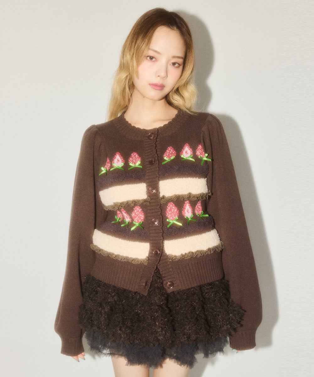 STRAWBERRY CAKE KNIT CARDIGAN | Candy Stripper（キャンディ